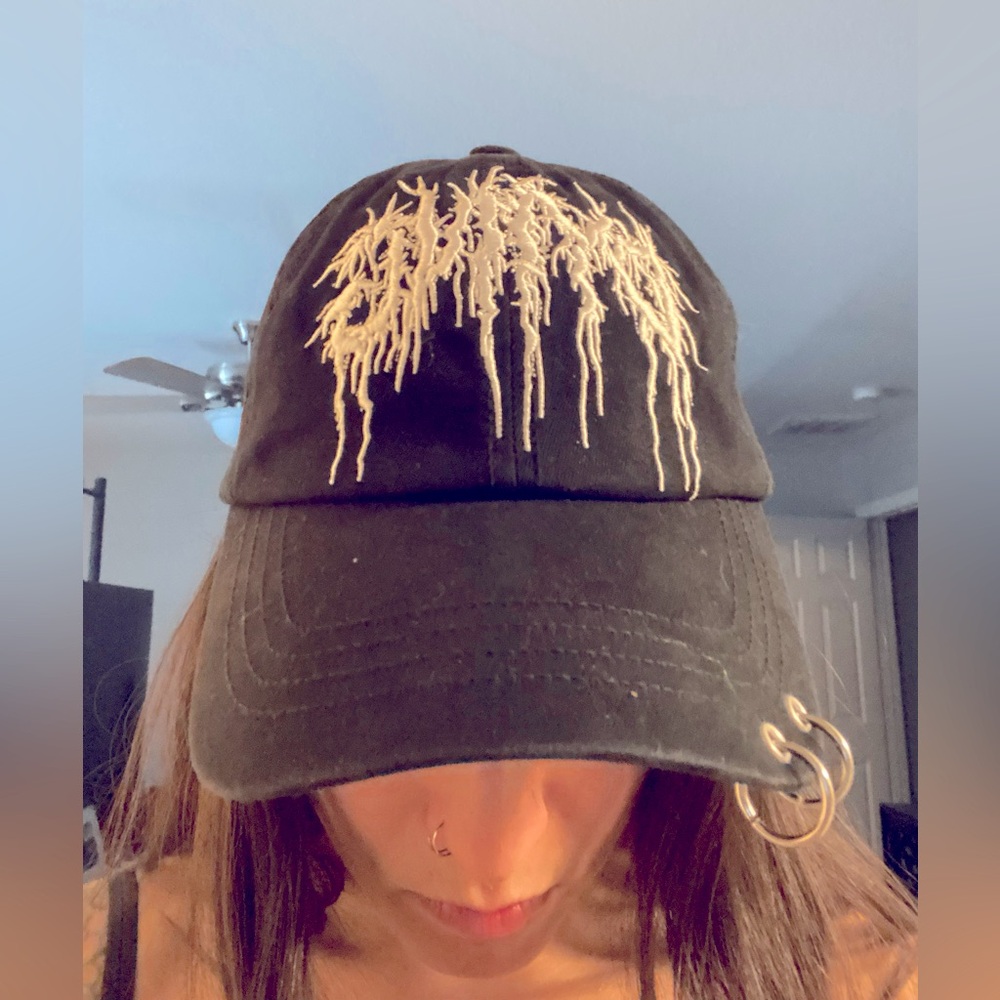Black Dying heavy Metal Font dollskilll grunge goth cap